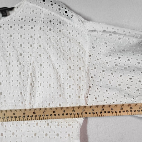 Banana Republic White Eyelet Puff Sleeve Top XL Cottagecore Clean Girl Cotton - Picture 8 of 10